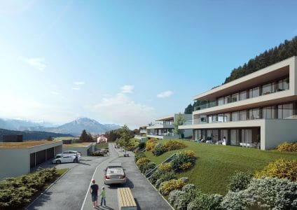3D Visualisierungen, Terrassenhaus, Wohnungen, Mehrfamilienhaus
