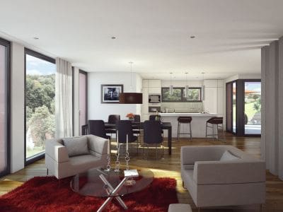 3D Visualisierungen, Architekturvisualisierung, Rendering, Wohnzimmer
