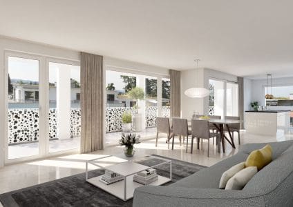 Architekturvisualisierung Wohnzimmer - MFH in Rorschacherberg
