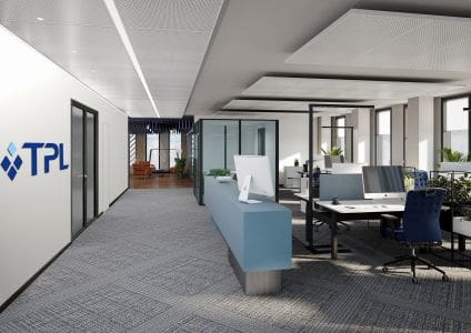 3D Innenraum Visualisierung Buero Empfang 3D Innenraum Architektur Visualisierung Büro Empfang