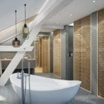Innenarchitektur Visualisierung Modernes Badezimmer im Dachgeschoss Innenarchitektur Visualisierung Modernes Badezimmer im Dachgeschoss